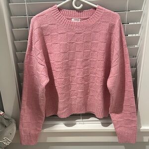 H&M Textured Pink Crew Neck Sweater